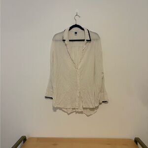 Old Navy Cream Blouse with Black Trim